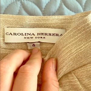 Carolina Herrera Pencil Skirt Tweed Cream Gold